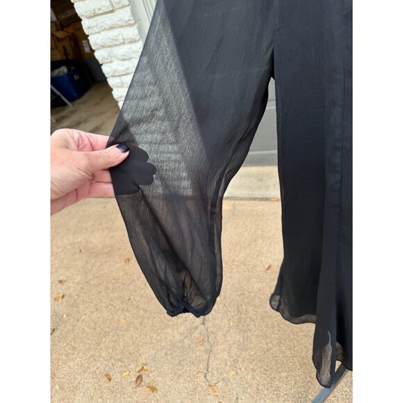 Joie Black Limited Edition Balloon Sleeve Formal Evening Chifon Dress L Coctail - Picture 10 of 11